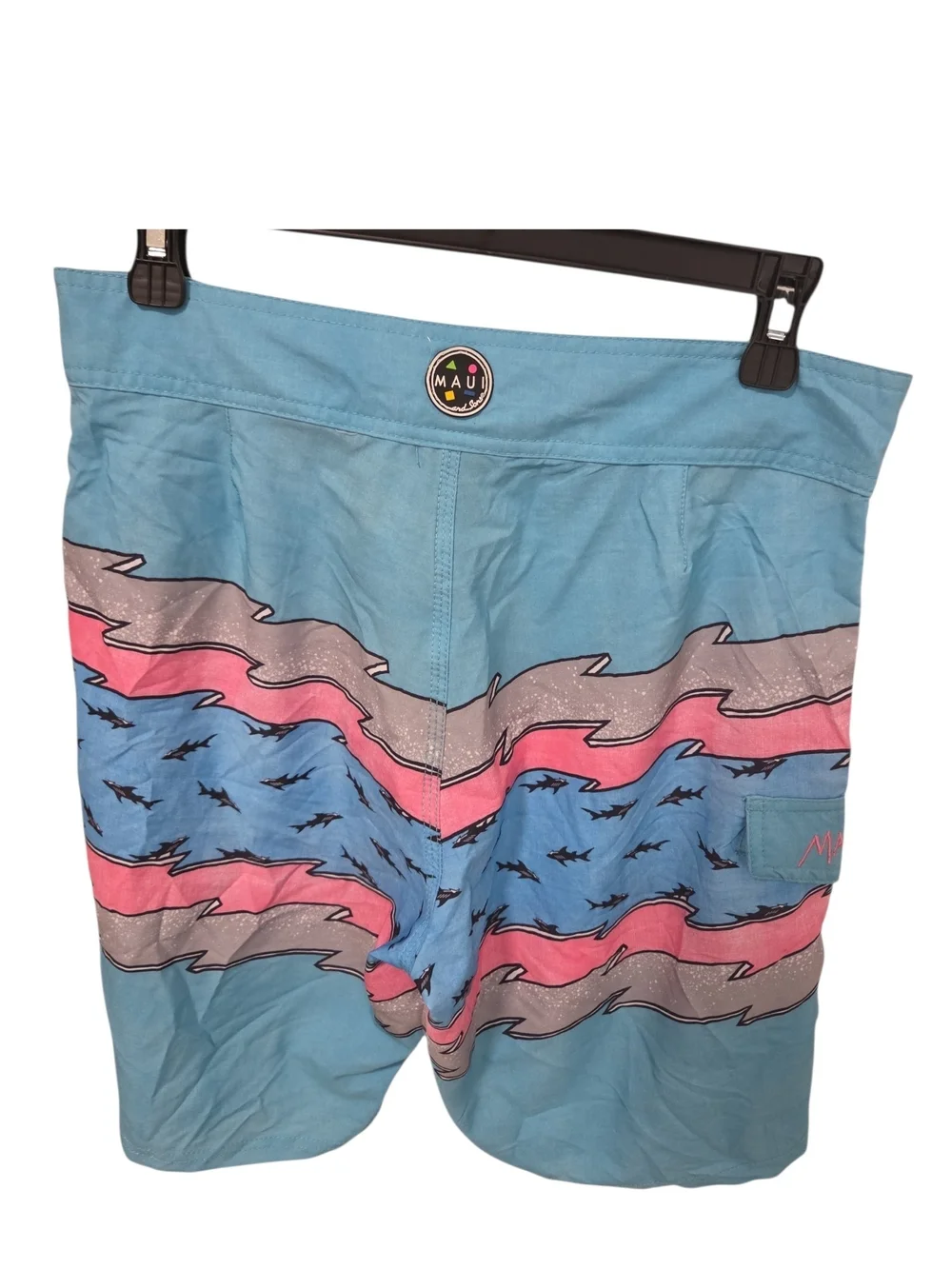 Maui and Sons Men’s Retro Shark Print Swim Trunks Size 30